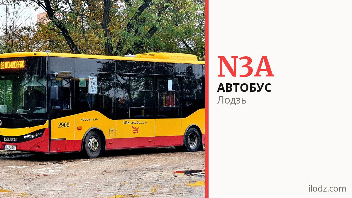 Ночной автобус N3A в Лодзи