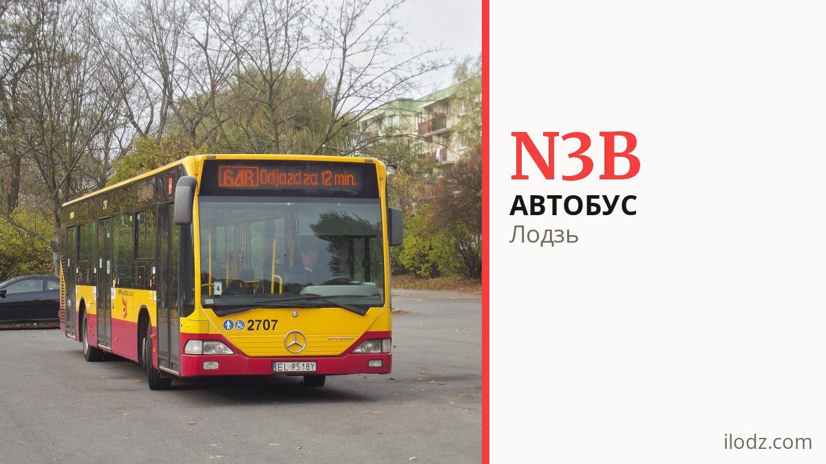 Ночной автобус N3B в Лодзи