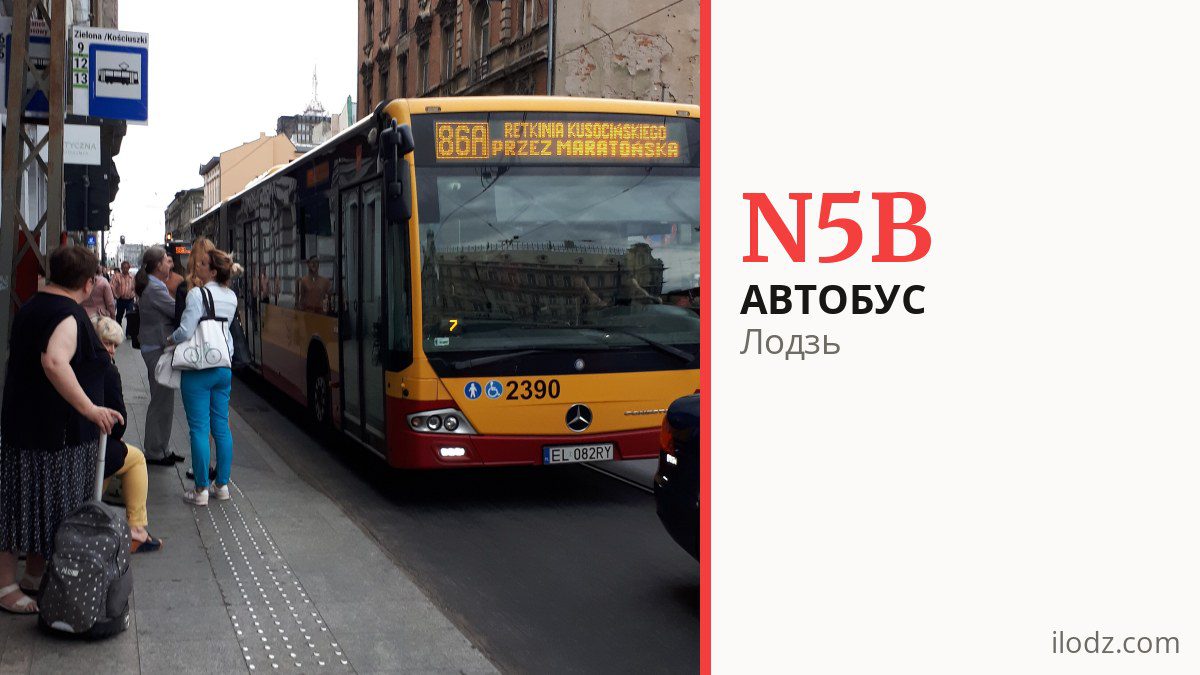 Нічний автобус N5B у Лодзі