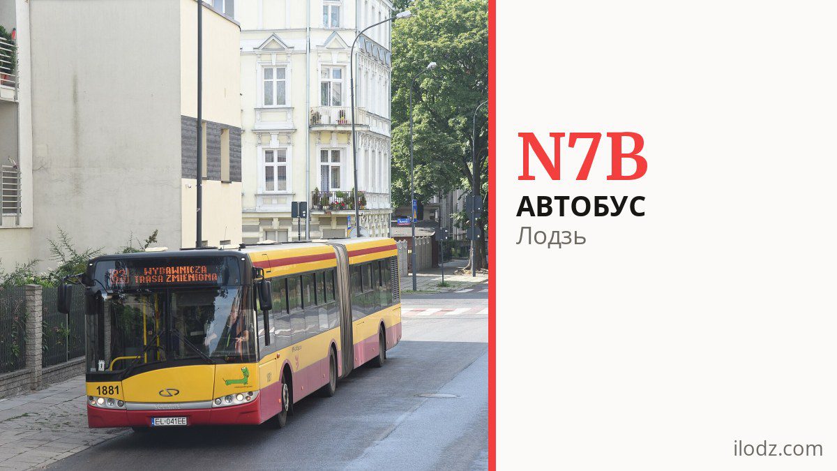 Ночной автобус N7B в Лодзи
